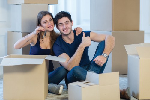 Office relocation planning in Elephant and Castle with moving boxes and furniture