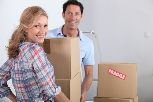 Packed boxes and furniture ready for a flat move
